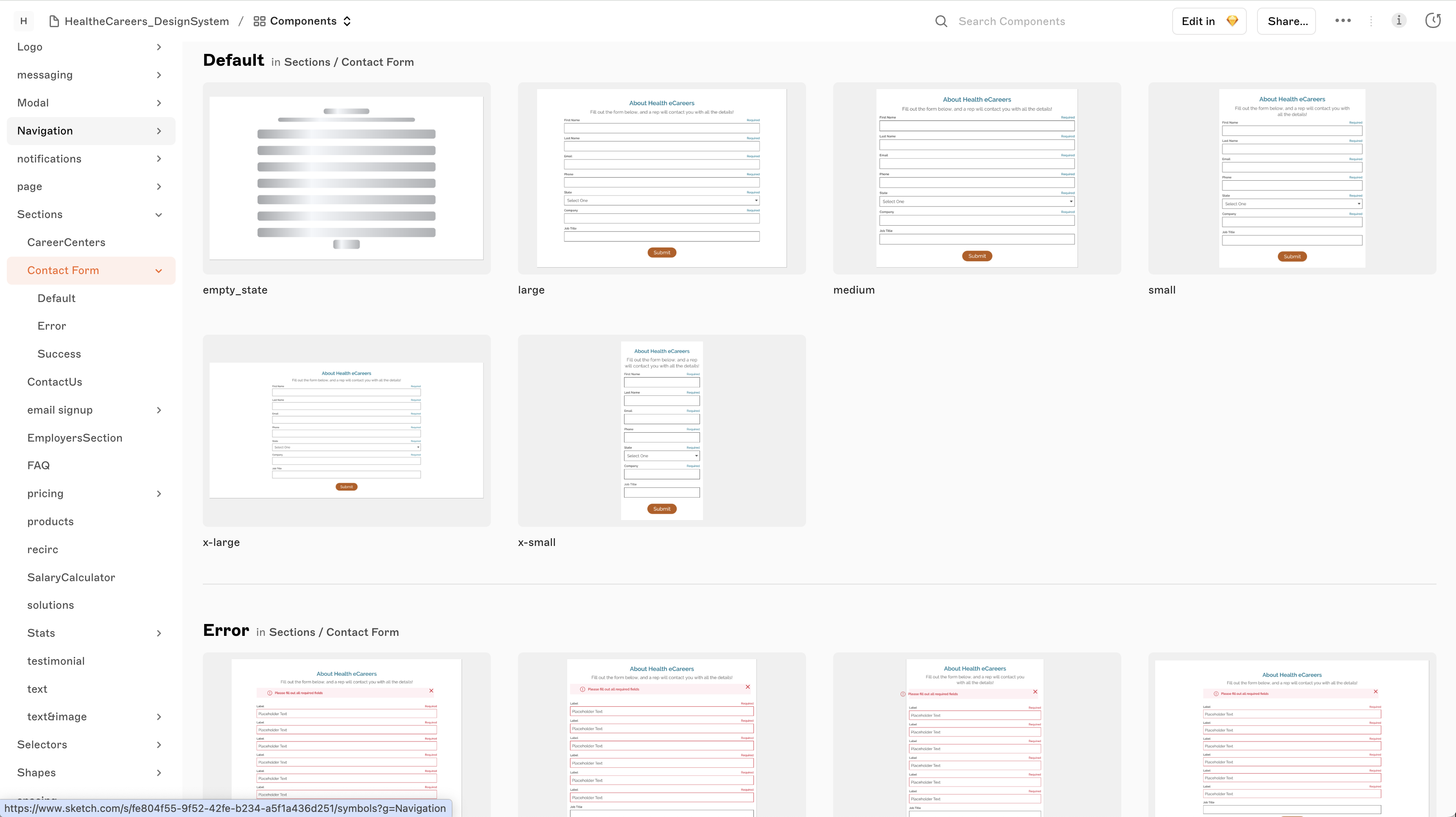 contact form library components in design software