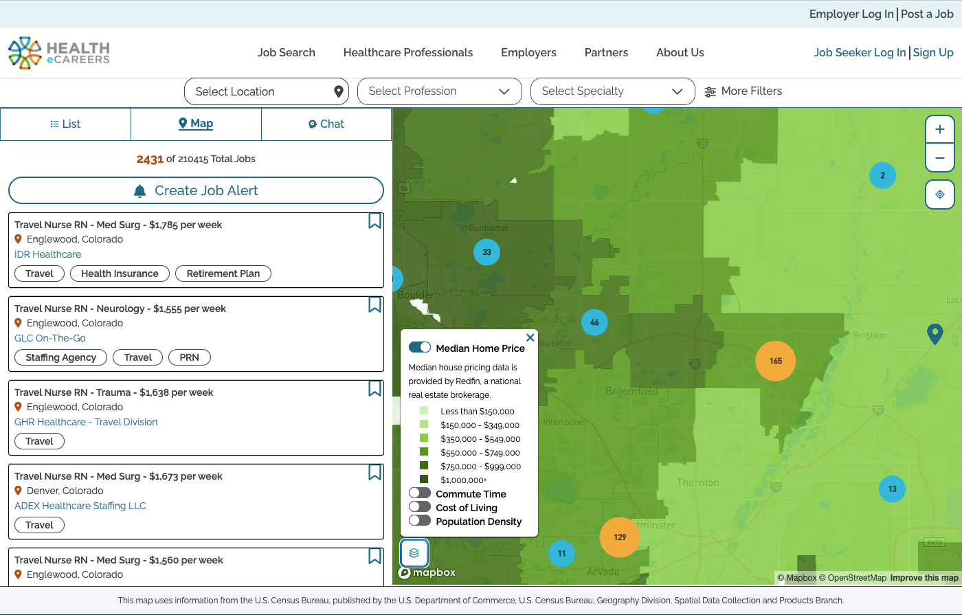 the desktop version of the map search with layers