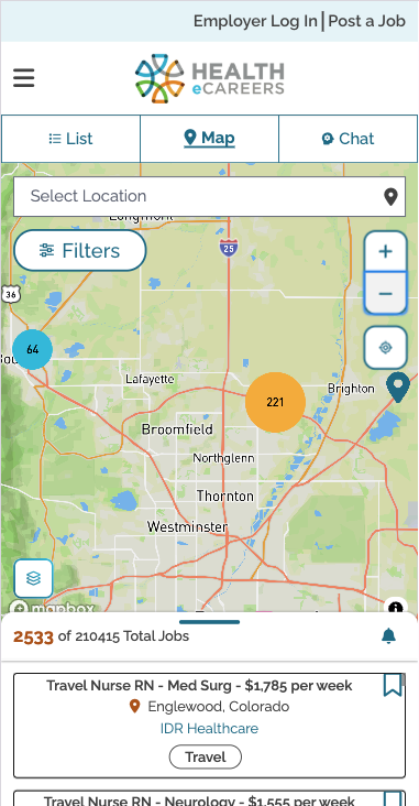 the mobile version of the map search