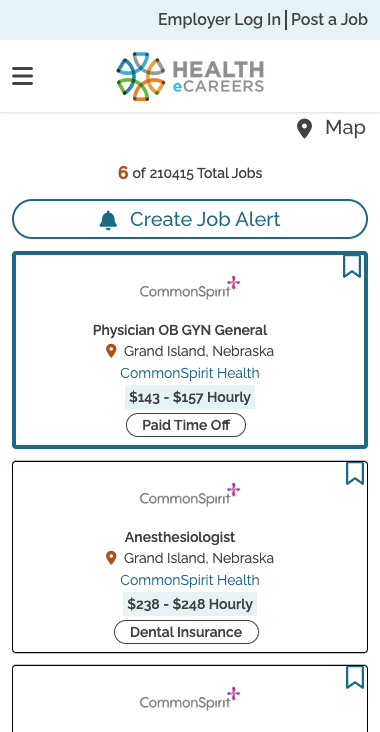 the mobile version of the map search card-scroll